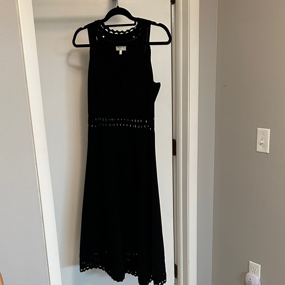 Milly Black Midi Dress with Cutout Details